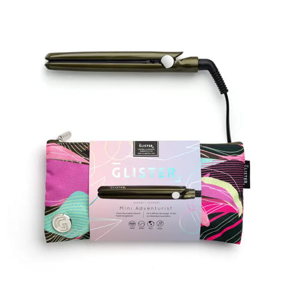 Glister Dual Voltage Mini Flat Iron with Travel Carrying Bag
