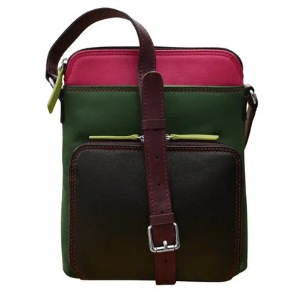 ili New York Leather RFID Small Crossbody Organizer- 6330 Forest Multi