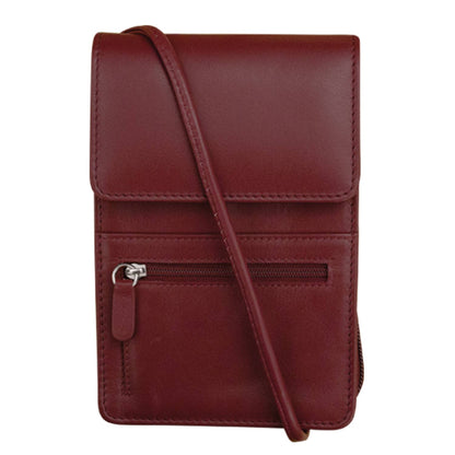 ili New York - RFID Crossbody Leather Organizer on a String- Small- 6827 Merlot