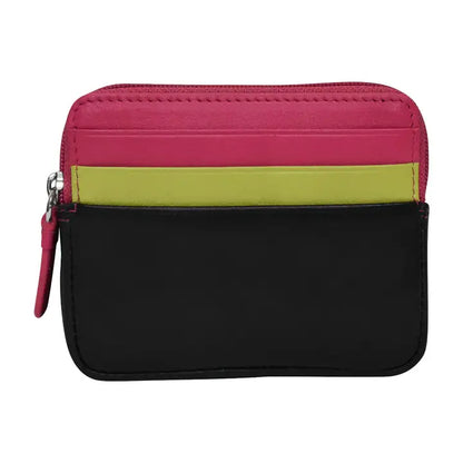 ili Zip Card Case Compact Leather RFID Wallet with Keyring- 7103