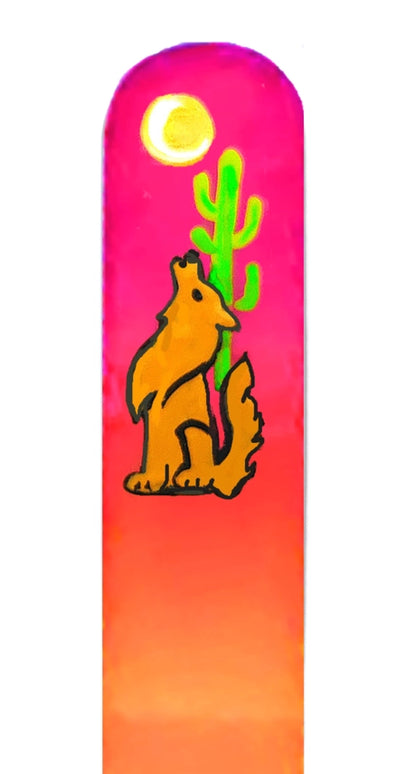 Czech Crystal Nail File - Size Small- Hand Painted Collection Coyote Moon