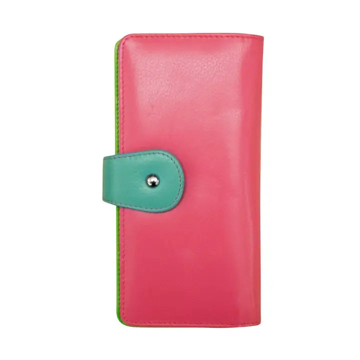 ili New York Leather RFID Multicolor Wallet with Tab Closure