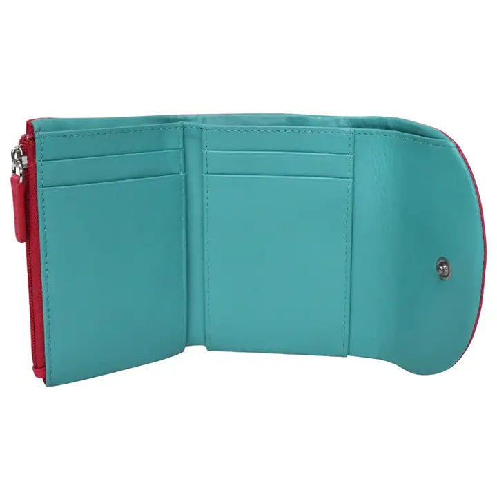 ili New York Leather RFID Trifold Compact Mini Wallet - 7105
