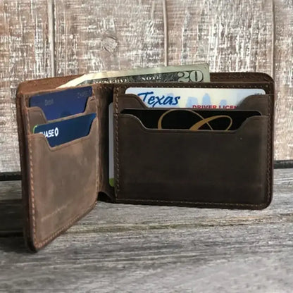 American Leather Goods- Genuine Leather Customizable Bifold Handmade Wallet