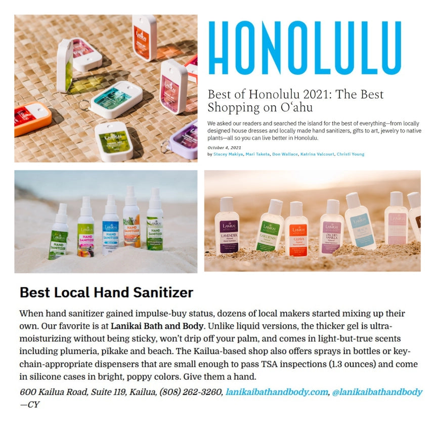 Lanikai Natural Hand Sanitizer Gel- 2 oz Travel Size