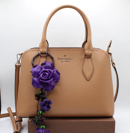 Leather Bag Charm/Keychain- Rose Purple