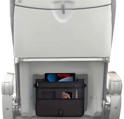 Airplane Seat Organizer With Shoulder Strap And Pullhandle Passthrough