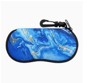 On Sale - Zippered Neoprene Eyeglass Pouch with plastic carabiner clip