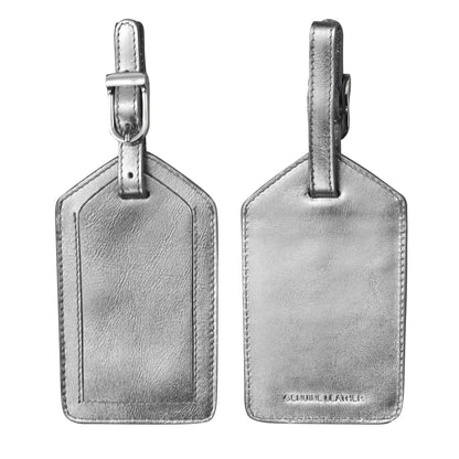 ili New York - Leather Luggage Tag- 6422 Silver
