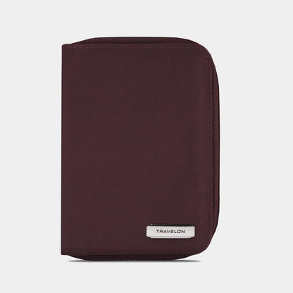 Travelon RFID Blocking Passport Zip Wallet Dark Bordeaux