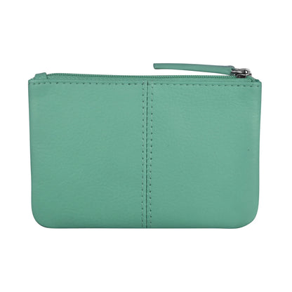 ili New York RFID Leather Coin Wallet with Key Ring - 6413 Turquoise