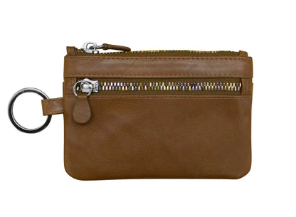 ili New York RFID Leather Coin Purse Wallet- 6457 Toffee Metallic