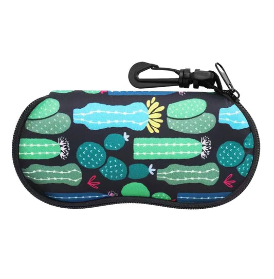 On Sale - Zippered Neoprene Eyeglass Pouch with plastic carabiner clip (Cactus)