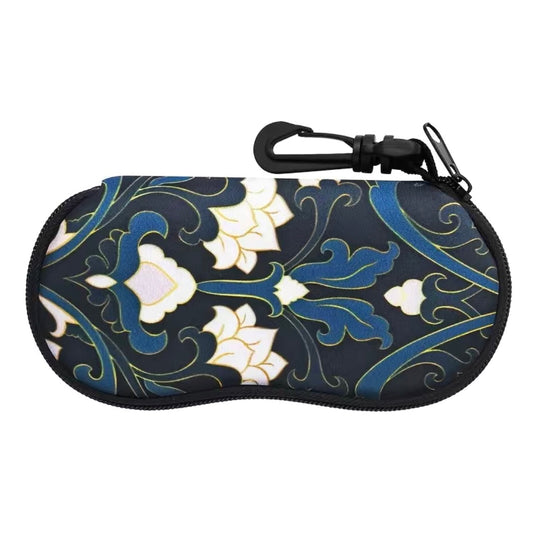 On Sale - Zippered Neoprene Eyeglass Pouch with plastic carabiner clip (Lotus)