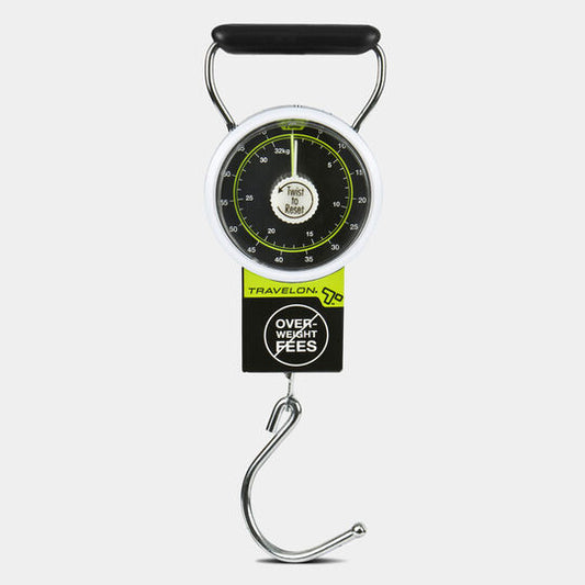 Travelon Stop & Lock Luggage Scale with Tape Measure (up to 75 lbs) Black Gray