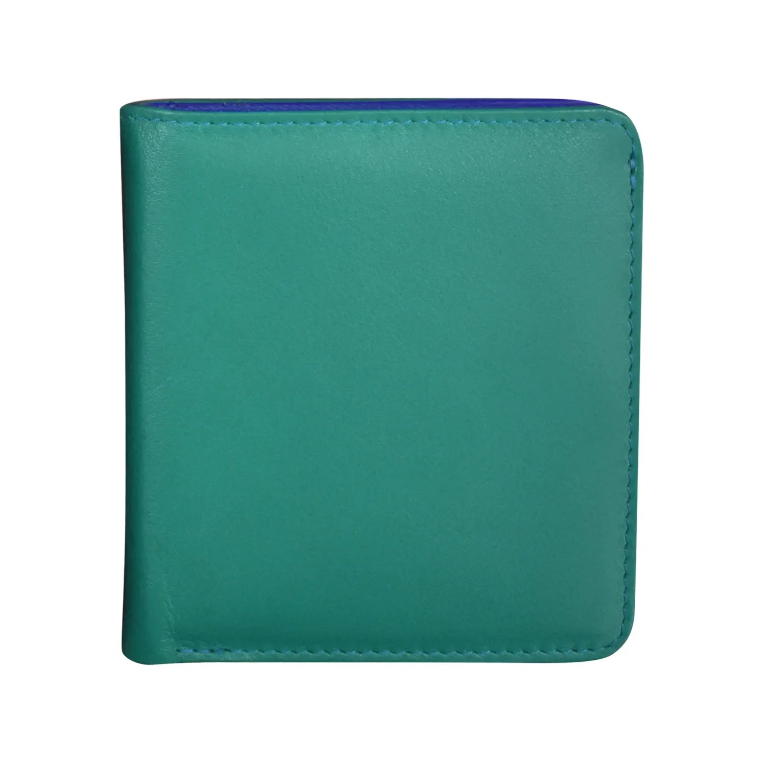ili New York RFID Bi-fold Two Tone Mini Leather Wallet - 7831 Aqua Cobalt