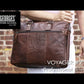 Jack Georges Buffalo Leather Double Gusset Zippered Briefcase w/ Trolley Sleeve  7317