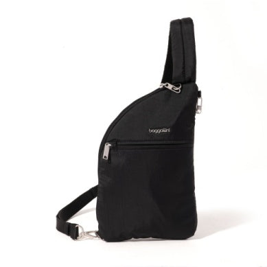 Baggallini Securtex Anti-Theft Half Moon Crossbody/Sling Black