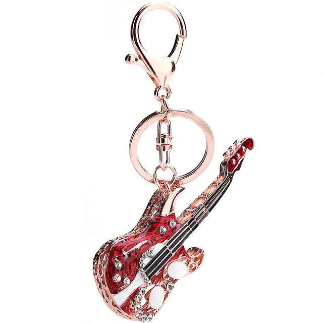 On Sale - Key Chain/Bag Charm- Guitar (Red)