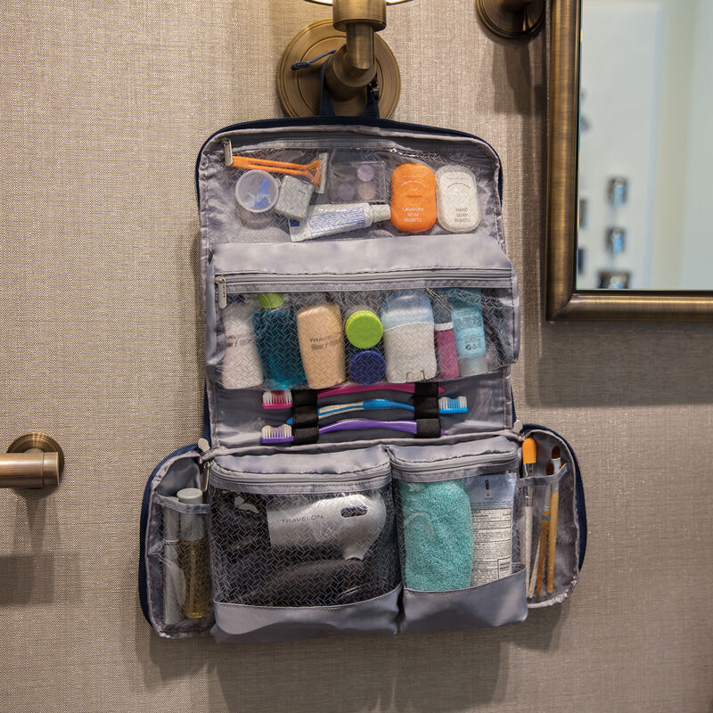 Travelon Flat-Out Hanging Toiletry Bag With multiple compartments