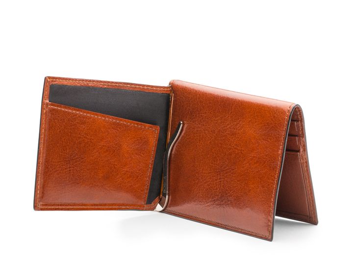 Bosca Oldleather Money Clip Pocket Wallet (Cognac)