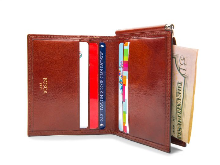 Bosca Oldleather Money Clip Pocket Wallet (Cognac)