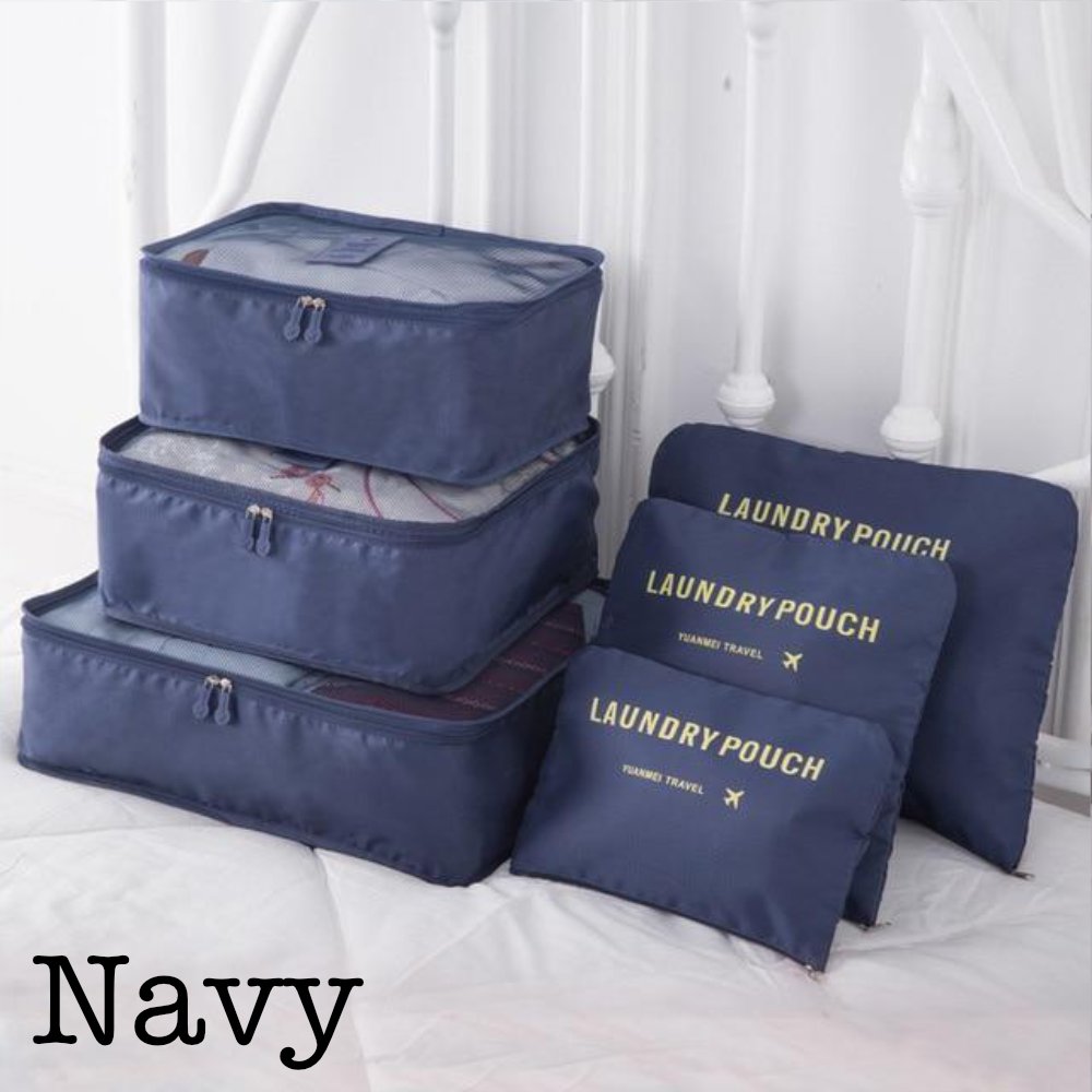 On Sale - 6 Piece Travel Organizer Packing Bags (Navy)