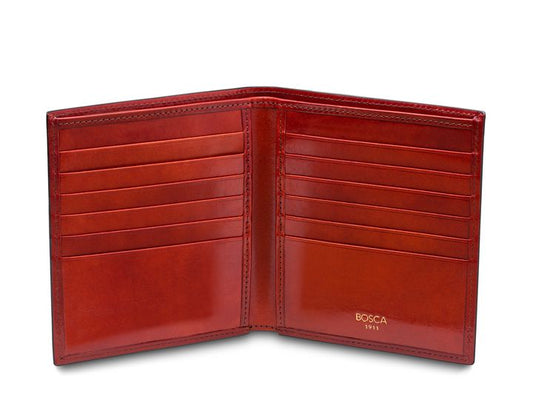 Bosca 12 Pocket Leather Wallet Cognac