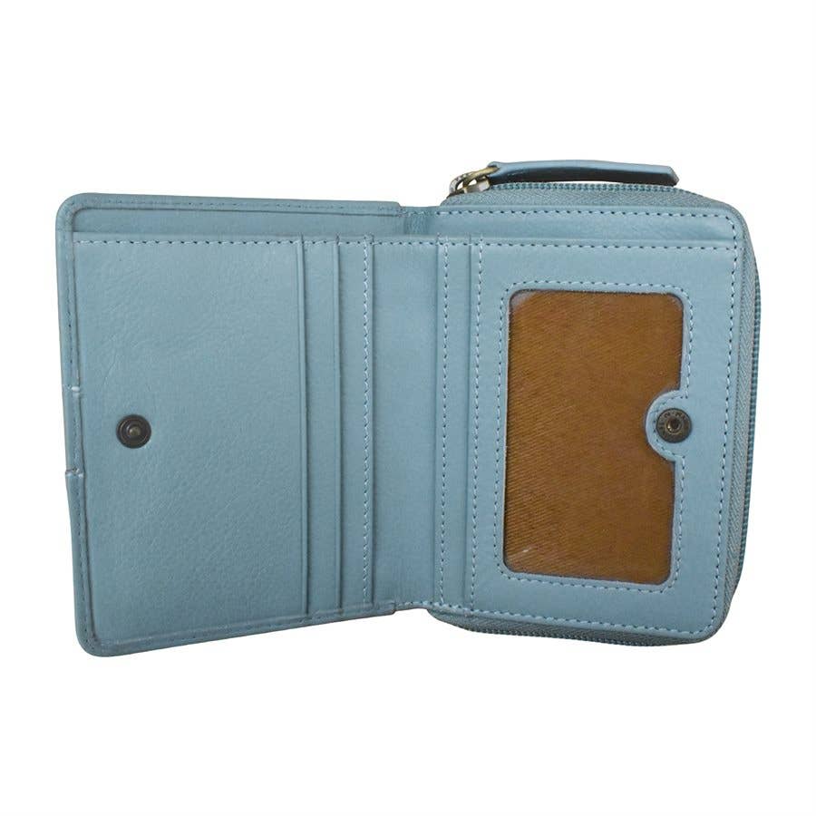 ili New York - 4481 Leather RFID blocking Small Snap Wallet Urbano Braided: SAGE