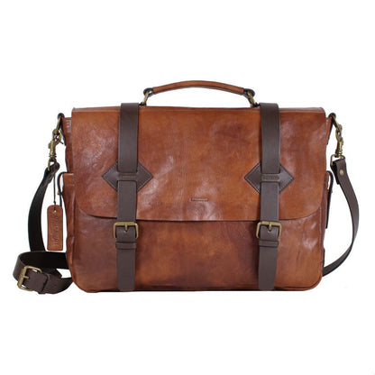 Chiargui Old Tuscany Leather Flapover Briefcase/Messenger Bag