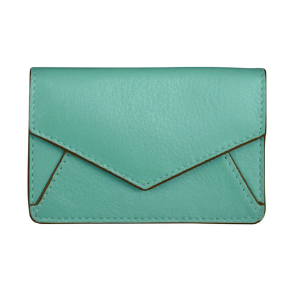 ili New York RFID Leather Envelope Business Card Holder Turquoise Brown