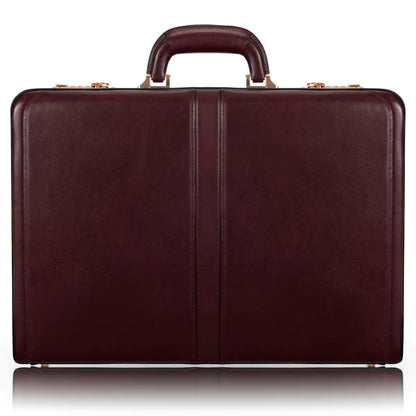 McKlein- REAGAN 3.5” Leather Attaché Briefcase Burgundy