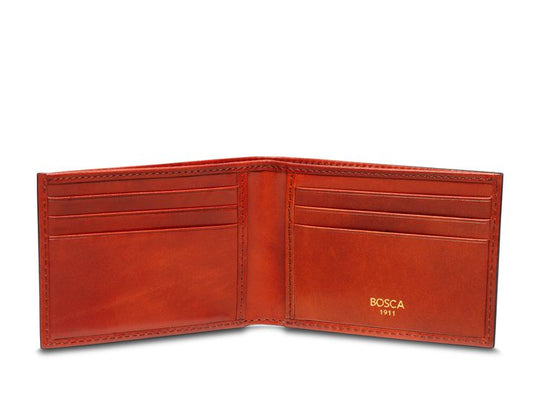 Bosca Bifold Leather Wallet Cognac