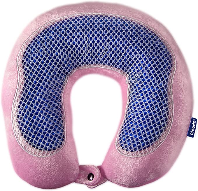 Cloudz Microbead Cool Gel & Bamboo Travel Neck Pillow (Pink)