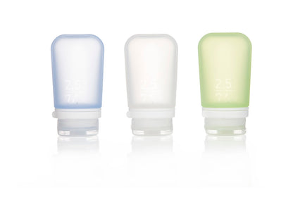 Humangear 2.5 oz GoToob+ 3-Pack Silicone 3-1-1 Toiletry Bottles (MEDIUM)