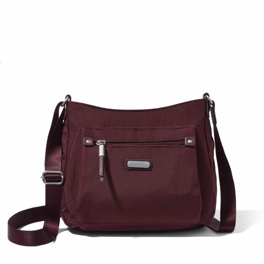 Baggallini Uptown Bagg/Purse With RFID Phone Wristlet Dark Cherry