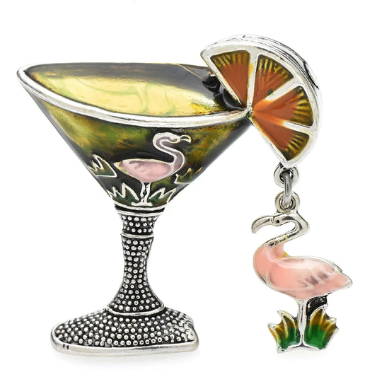Fashion Pin Martini con Flamenco Colgante