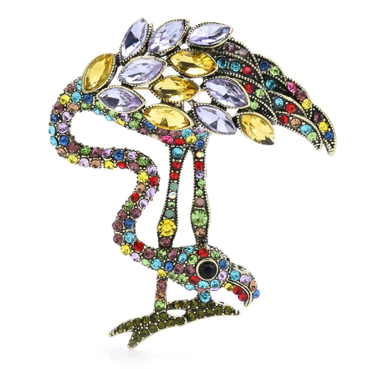 On Sale - Fashion Pin-Flamingo (Mulicolor Rhinestone)