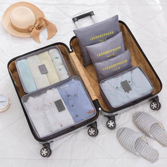 On Sale - 6 Piece Travel Organizer Packing Bags (Gray)