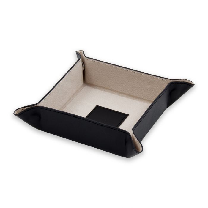 Snap Valet Tray with Leather Lining Black