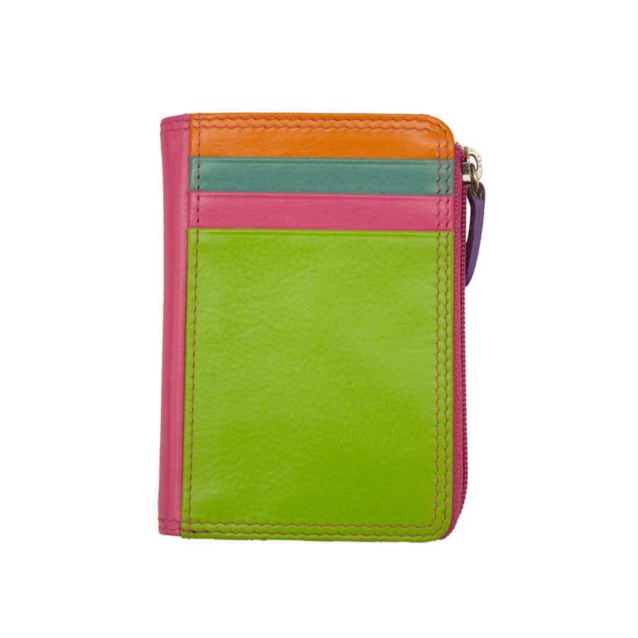 Leather CC/ID Holder with Zip Pocket