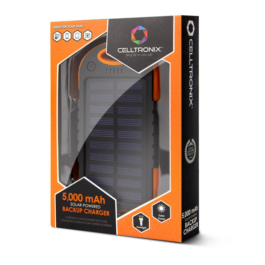 Cloudz - Celltronix 5,000 mAh Cargador de celda portátil solar y con cable