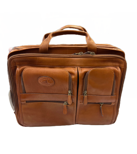 Leather Top Zippered Briefcase