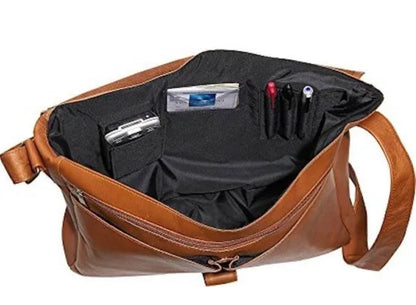 David King & Co. 199 Leather East/West 1/2 Flap Messenger Bag with Large Ring