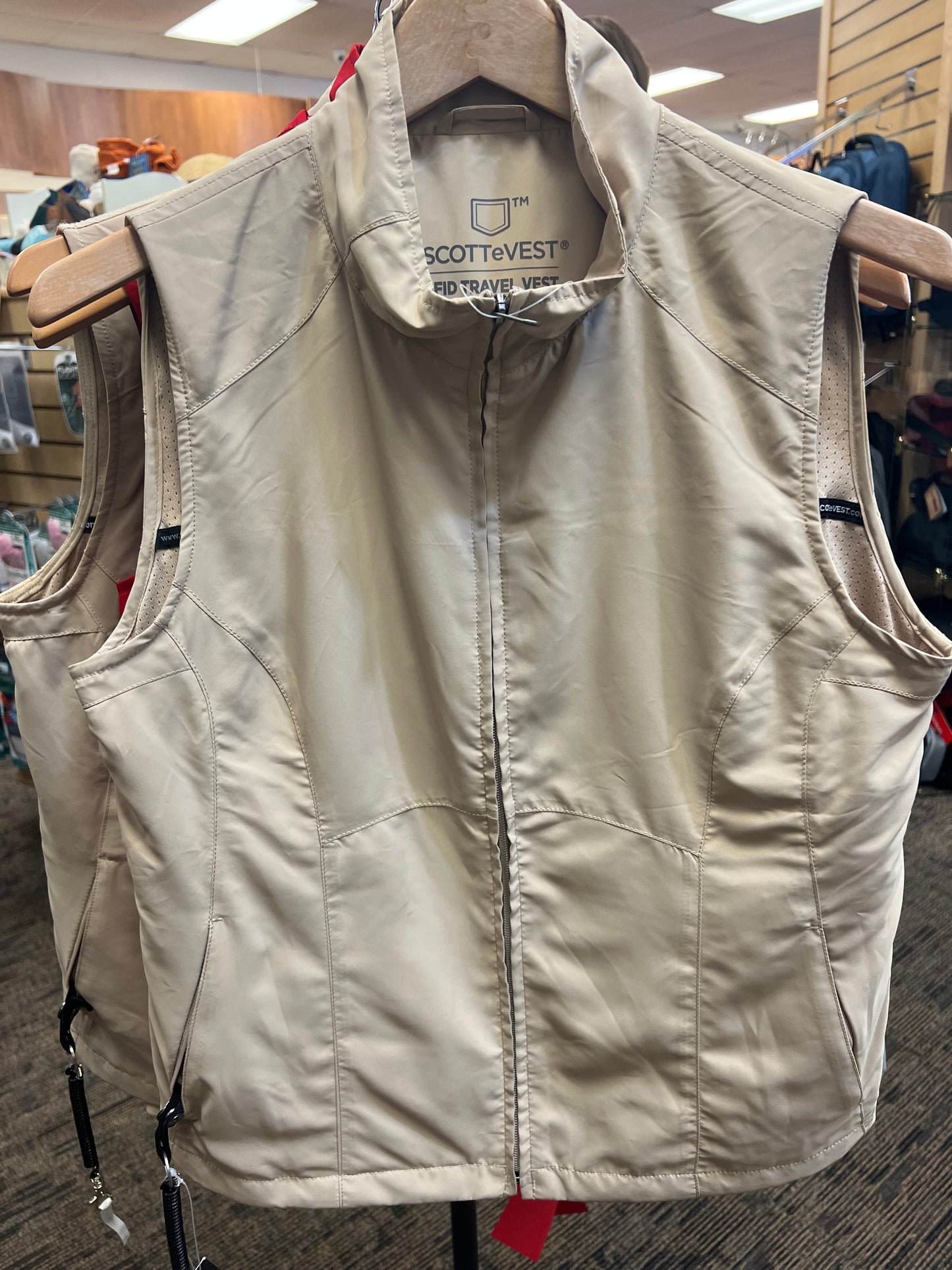 Scott e Vest RFID Water Repellant Travel Vest for Women (in khaki, size medium, last one in stock)