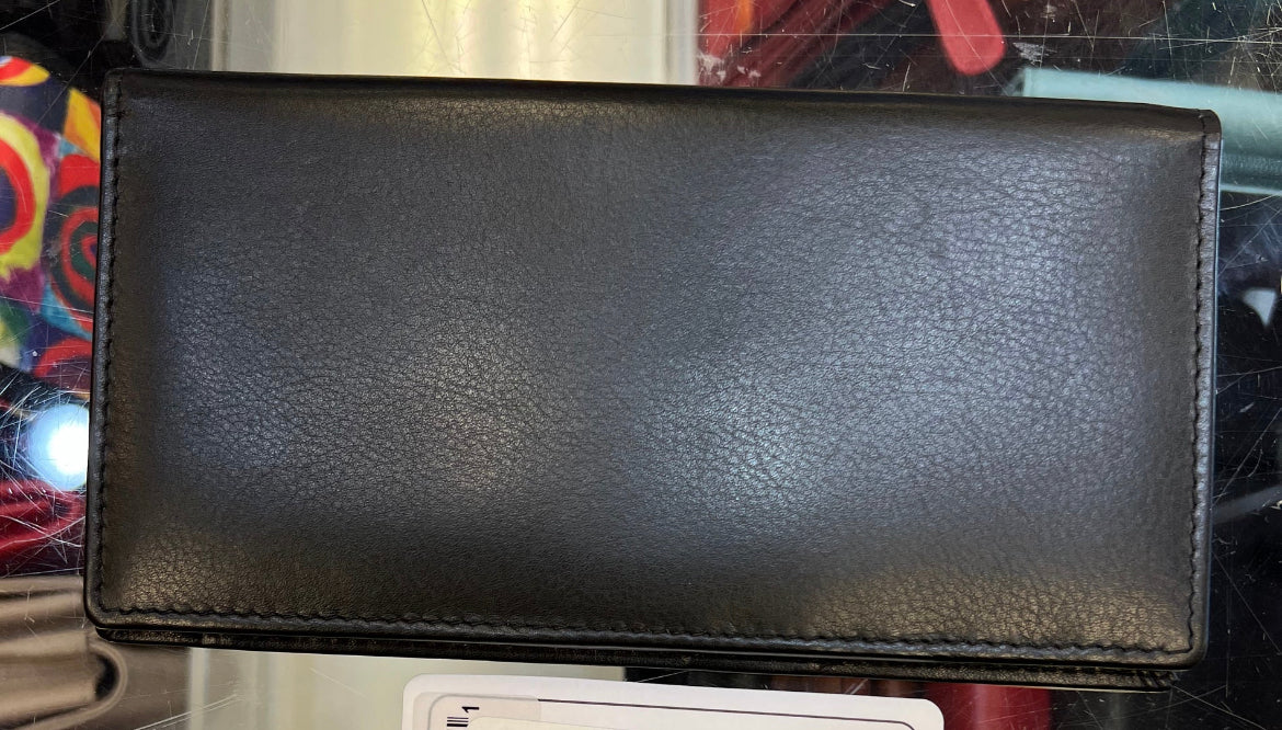 ili RFID Checkbook Cover Leather Wallet (Black)