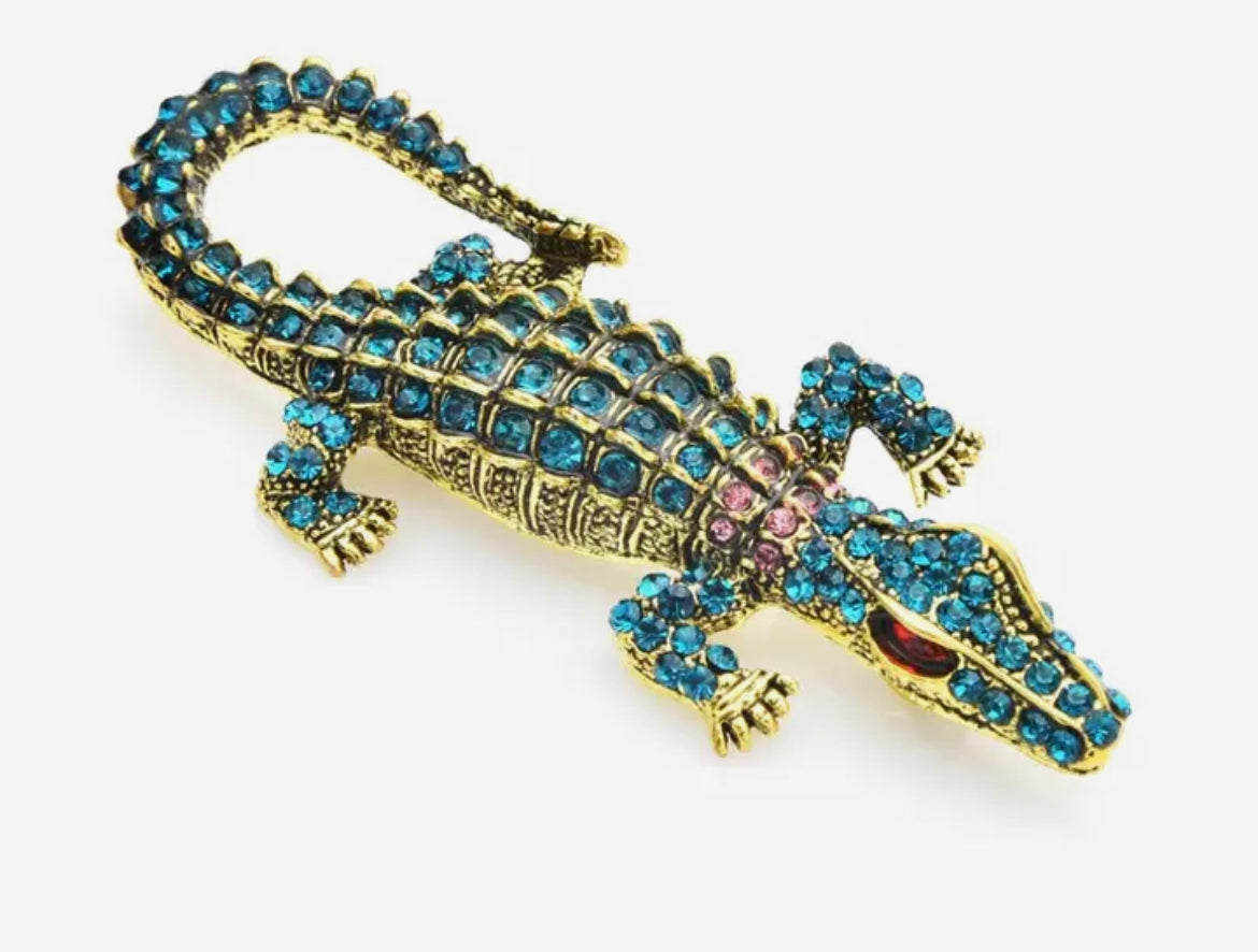 On Sale - Fashion Pin- Rhinestone Crocodile