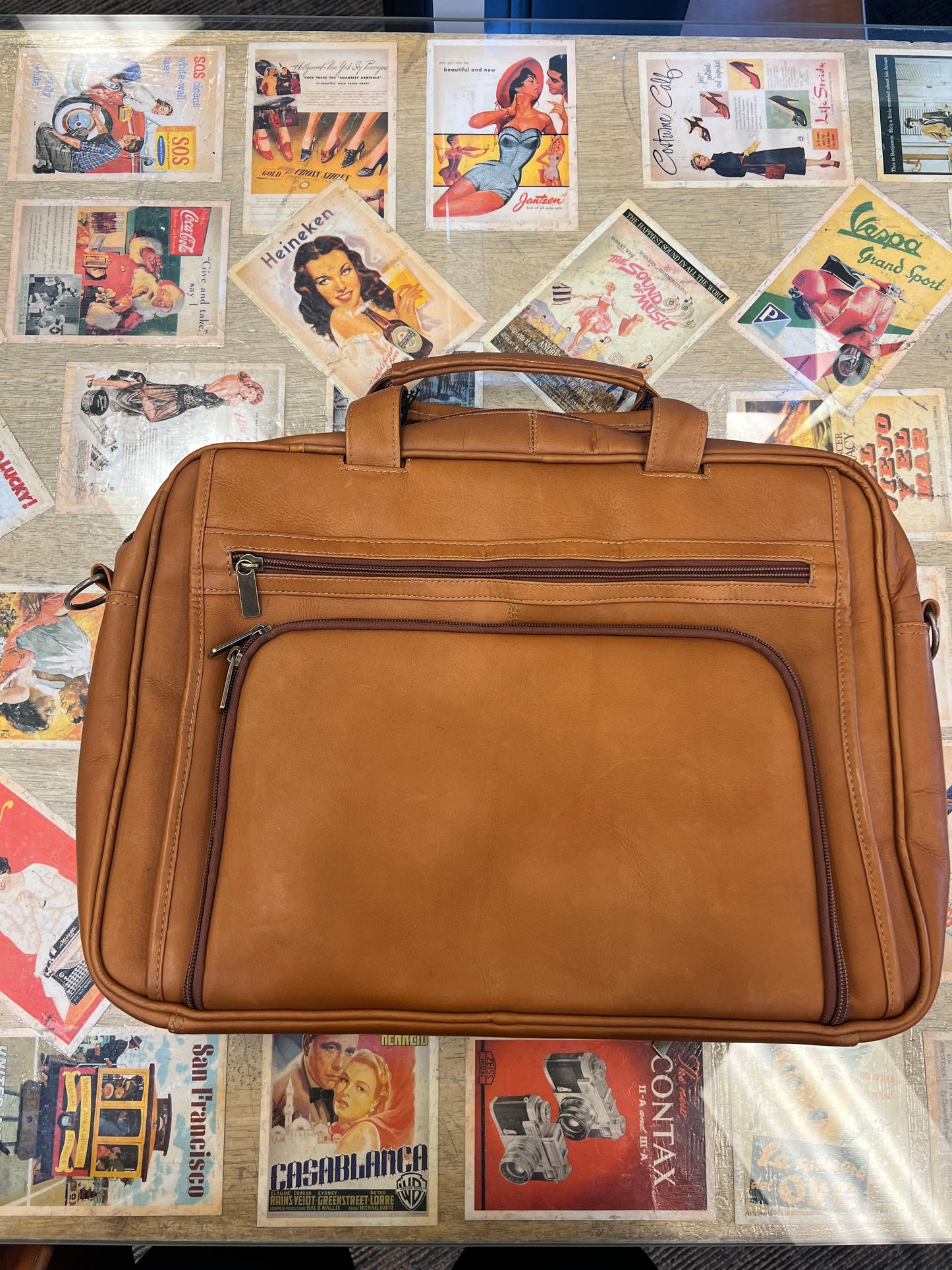 DayTrekr Slim Leather Zippered Briefcase