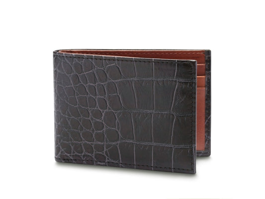Bosca Crocco Bifold Leather Wallet BROWN CROCCO