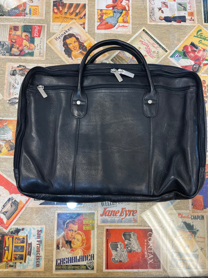 Double Top Leather Zippered Briefcase